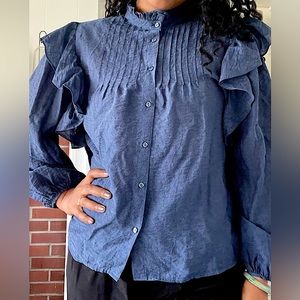 💙MANGO Blouse - Navy Blue US size 10